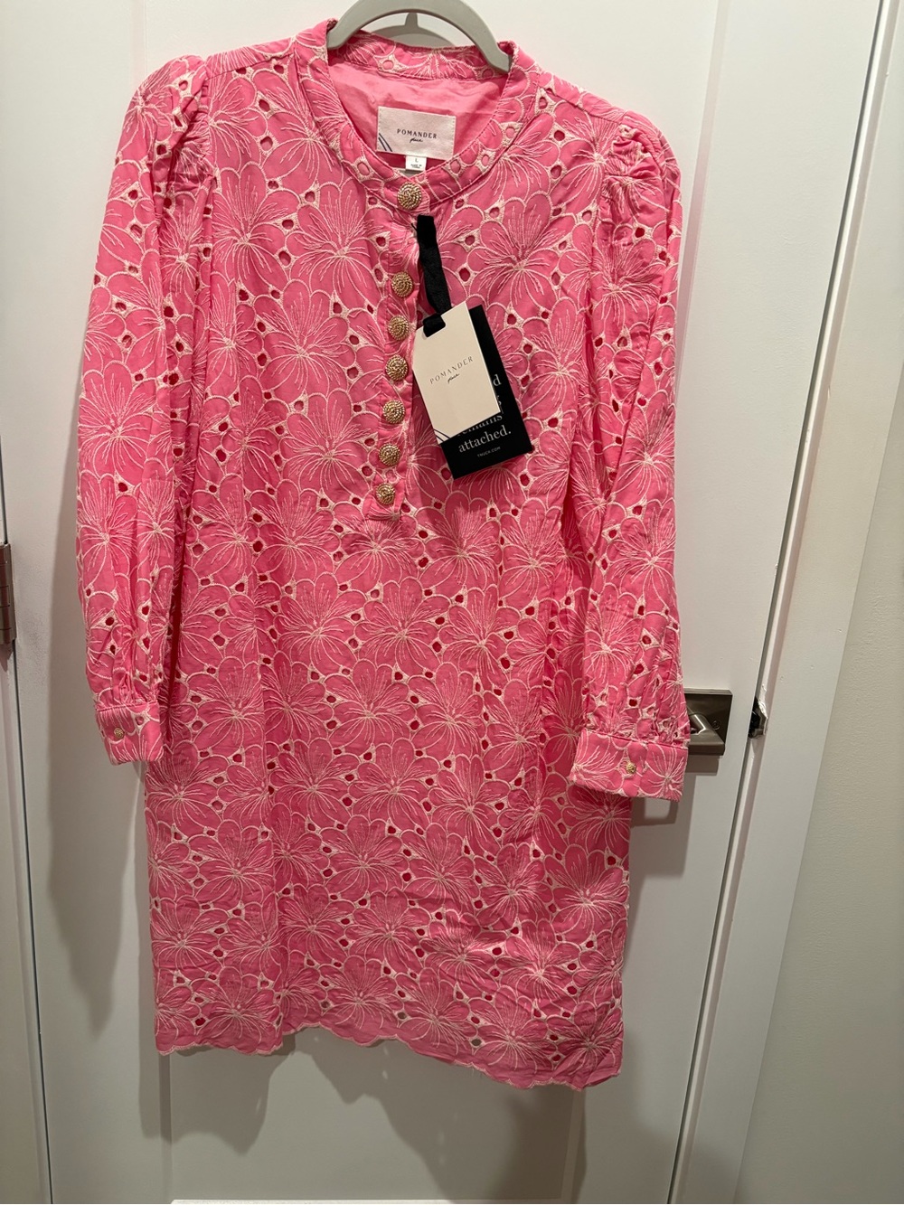 Pomander Place Pink Eyelet Floral Shift Dress